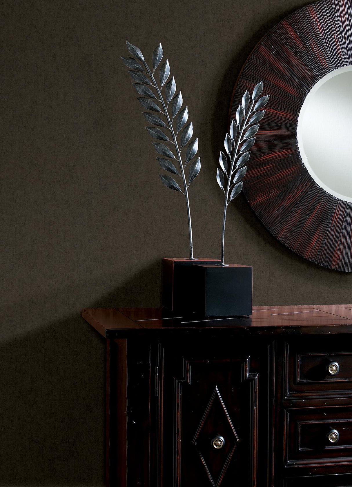 Brewster Home Fashions Advantage Titanium Distressed Textures Chocolate Wallpaper