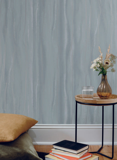 Candice Olson Fantasy Faux Bois Blue/Silver Wallpaper