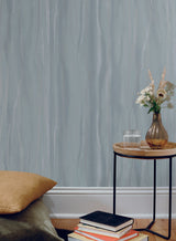 Candice Olson Fantasy Faux Bois Blue/Silver Wallpaper