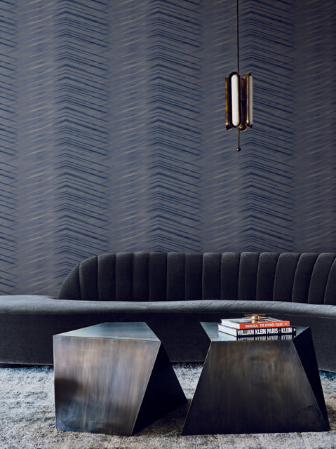 Candice Olson Glistening Chevron Navy Wallpaper