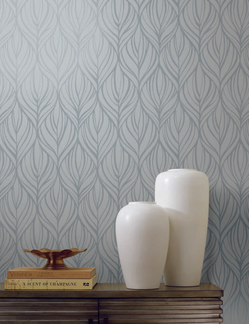 Candice Olson Palma Blue/Silver Wallpaper
