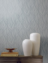 Candice Olson Palma Blue/Silver Wallpaper
