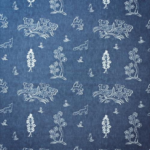 Andrew Martin FRIENDLY FOLK OUTDOOR HAPPY BLUE Fabric