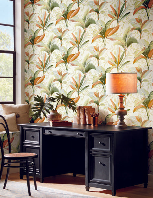 York Summerhouse Sienna Orange/Green Wallpaper