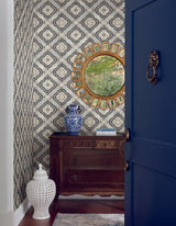 York Garden Trellis Onyx Black/Grey Wallpaper