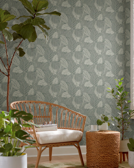 York Vinca Eucalyptus Green Wallpaper