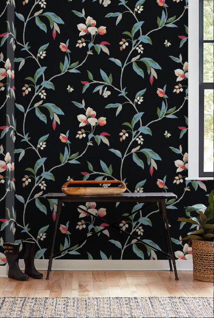 York Springtime Midnight/Multi Black/Blue Wallpaper