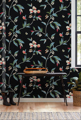 York Springtime Midnight/Multi Black/Blue Wallpaper