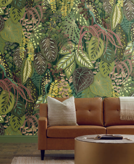 York Greenery Mural Jade Wall Mural Green/Black Wallpaper