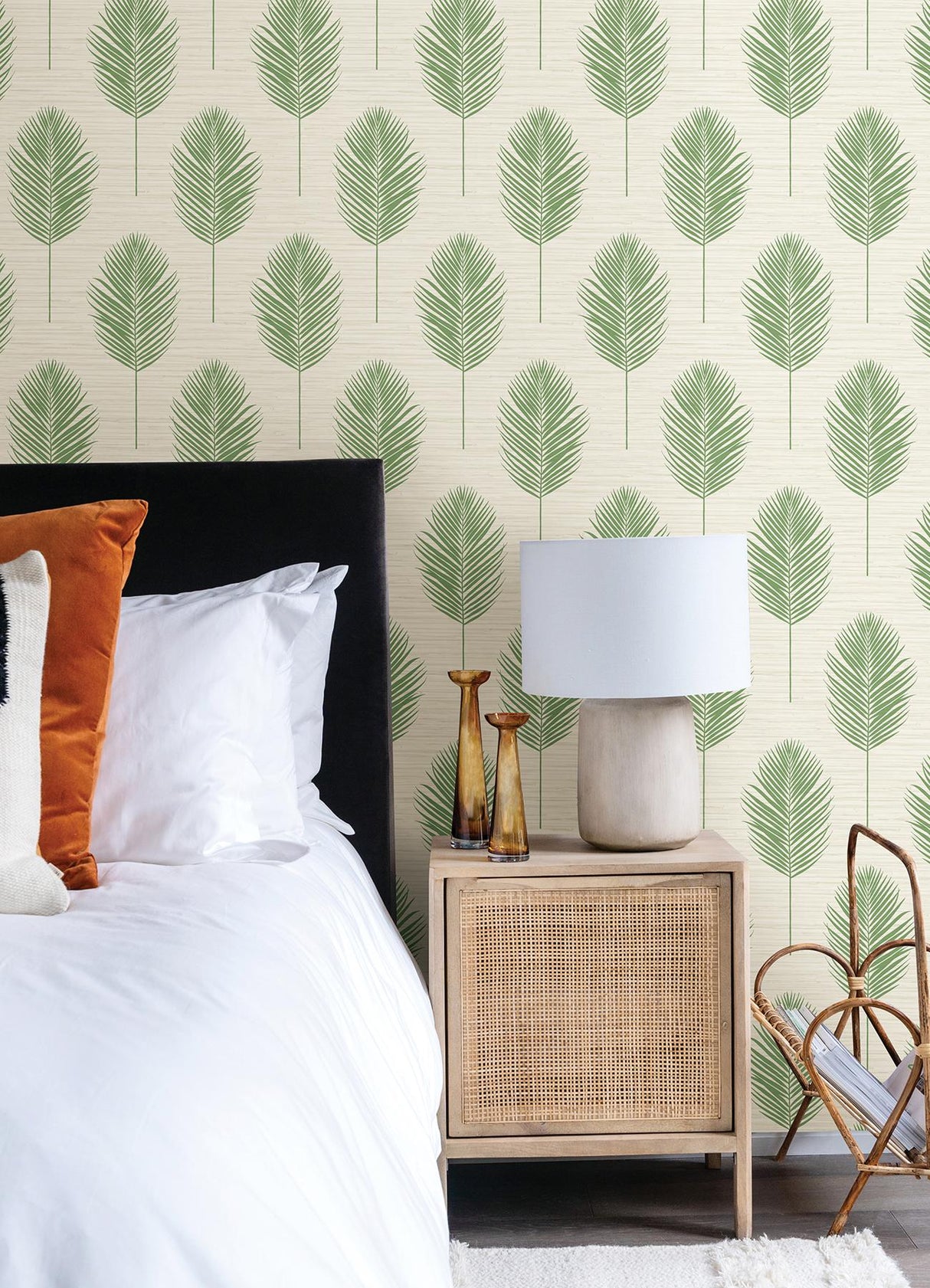 A-Street Prints Inlay Leaves Green Wallpaper
