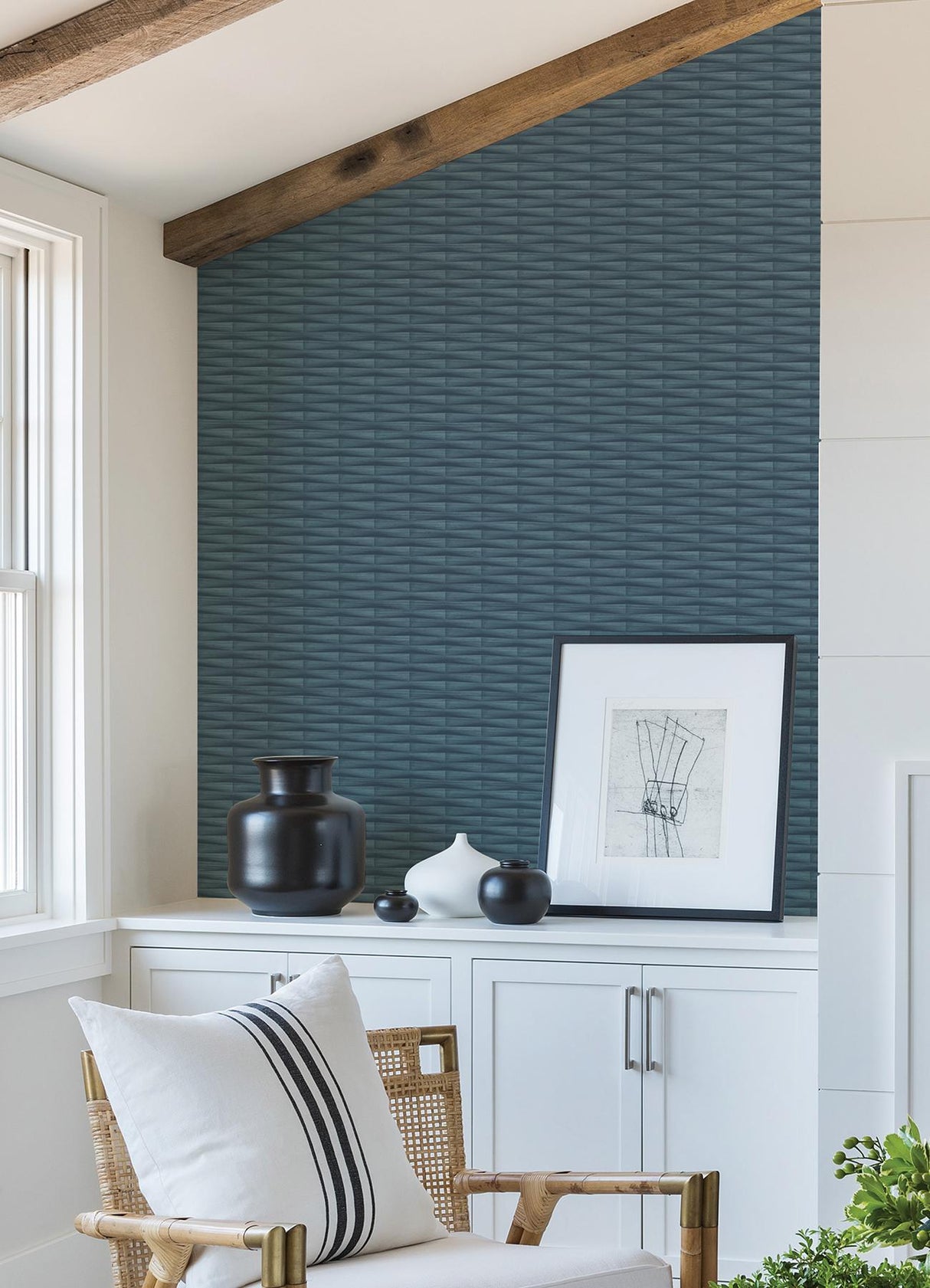 A-Street Prints Gator Blue Geometric Stripe Wallpaper