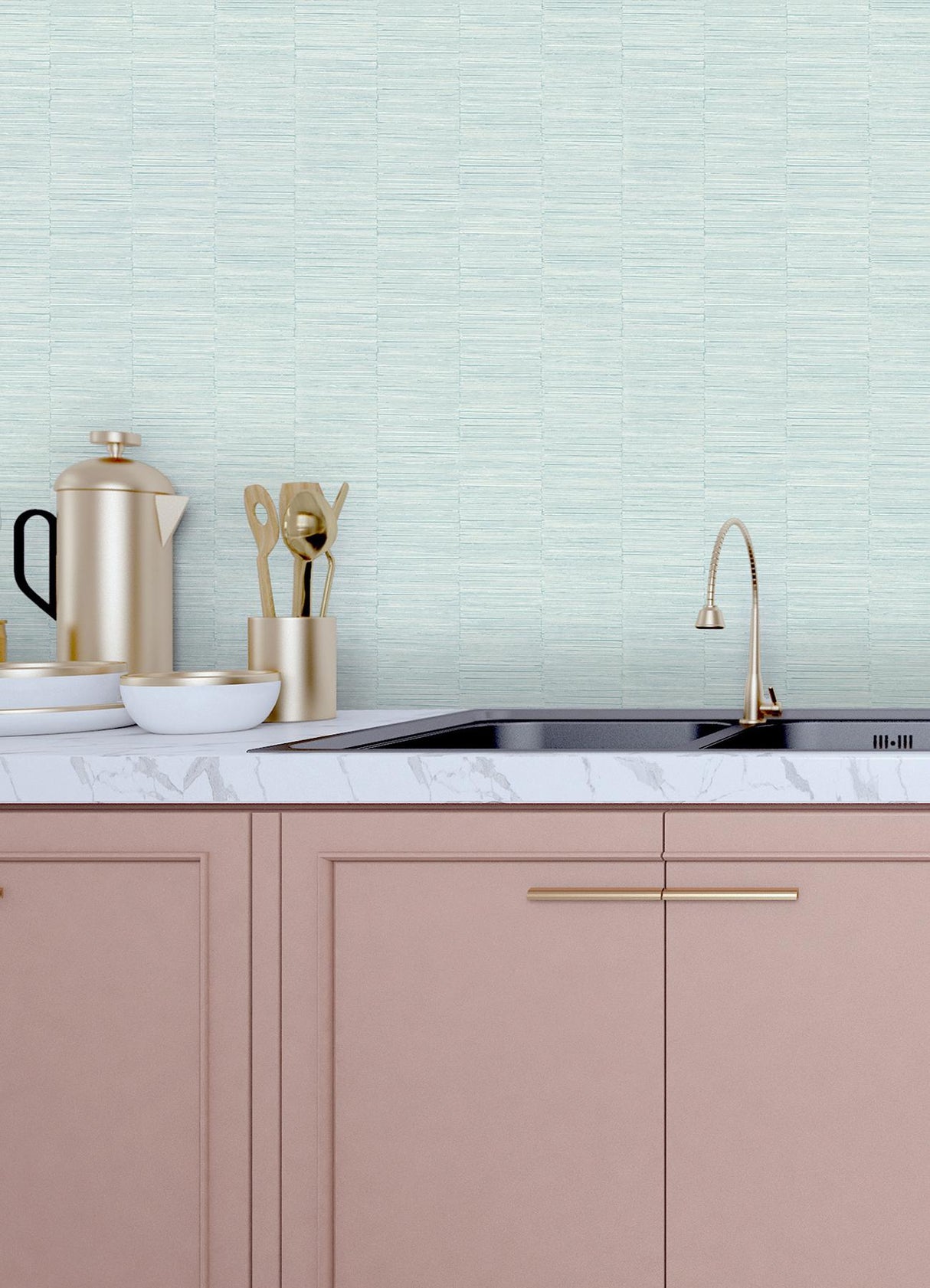 A-Street Prints Jenga Aqua Striped Column Wallpaper