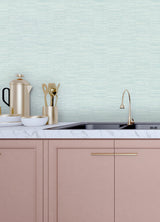 A-Street Prints Jenga Aqua Striped Column Wallpaper