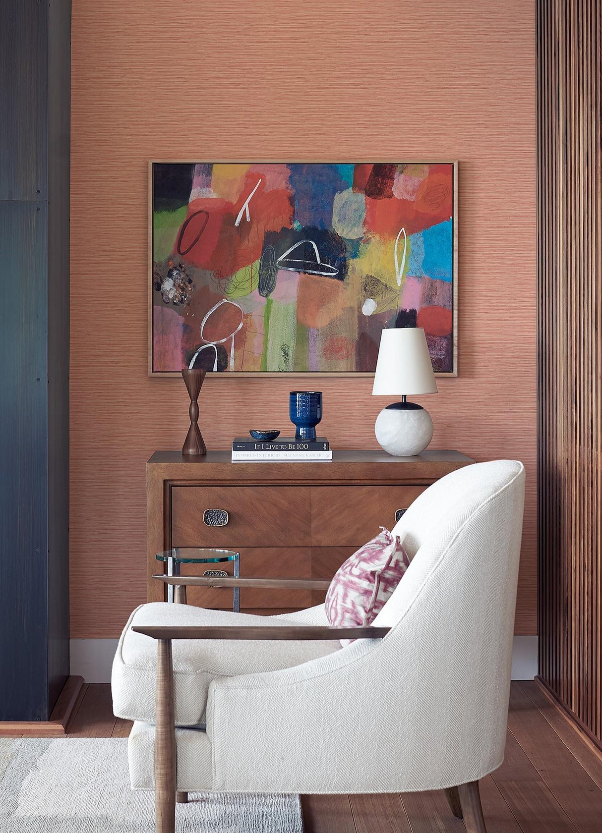 A-Street Prints Rushmore Coral Faux Grasscloth Wallpaper