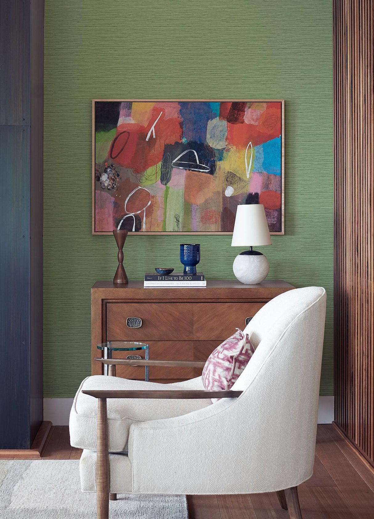 A-Street Prints Rushmore Green Faux Grasscloth Wallpaper