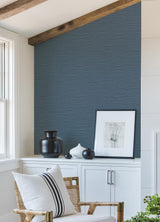 A-Street Prints Rushmore Blue Faux Grasscloth Wallpaper