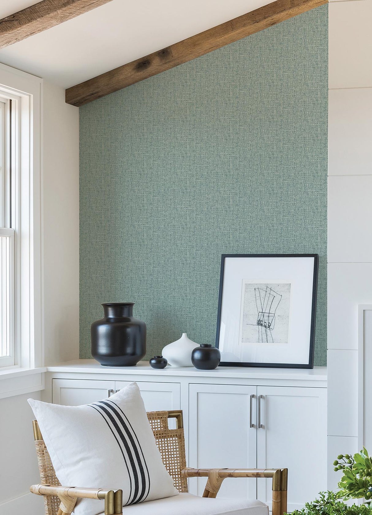 A-Street Prints Snuggle Teal Woven Texture Wallpaper