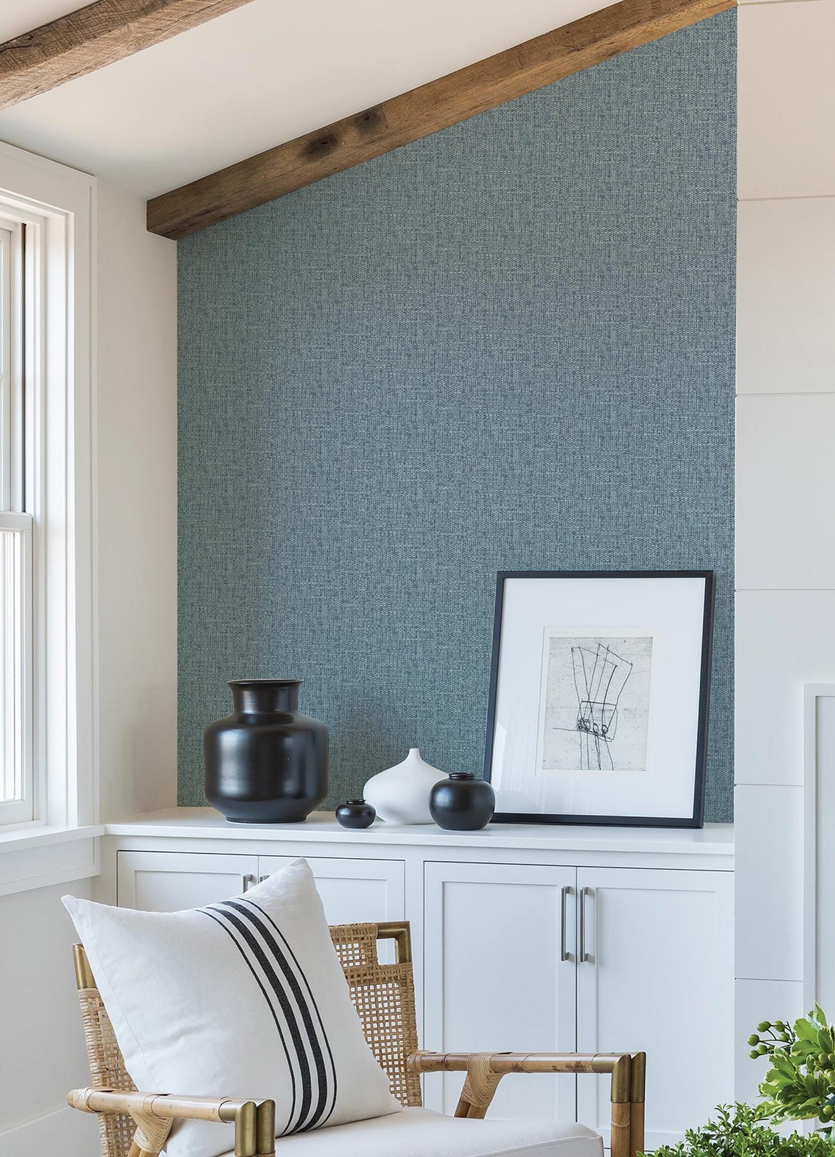 A-Street Prints Snuggle Blue Woven Texture Wallpaper