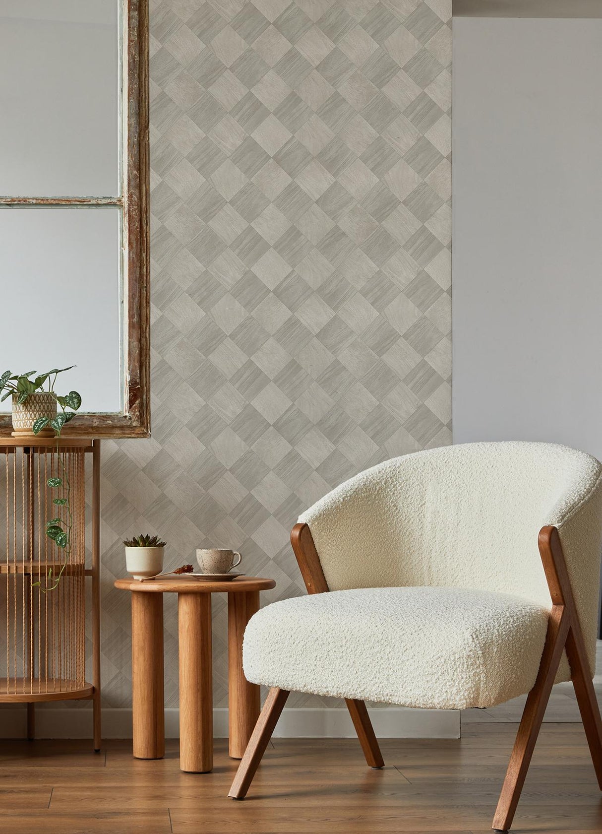 A-Street Prints Thriller Light Grey Wood Tile Wallpaper