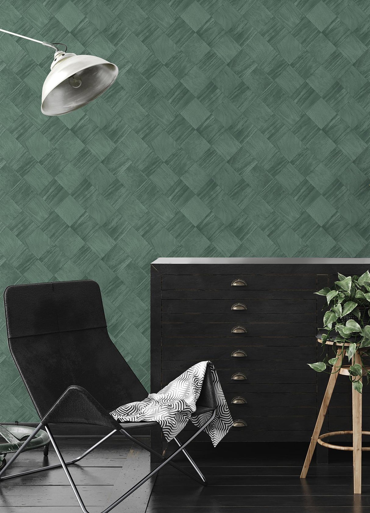 A-Street Prints Thriller Green Wood Tile Wallpaper