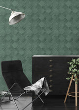 A-Street Prints Thriller Green Wood Tile Wallpaper