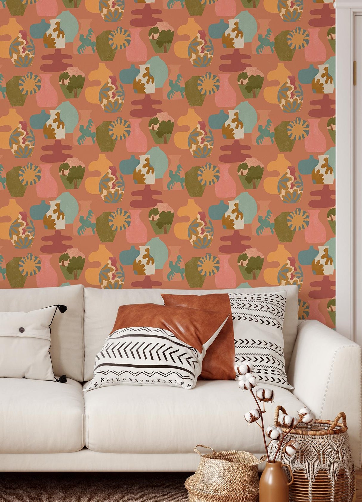 Brewster Home Fashions Alja Horvat Alja Horvat Nuwallpaper Geometrics Terracotta Wallpaper