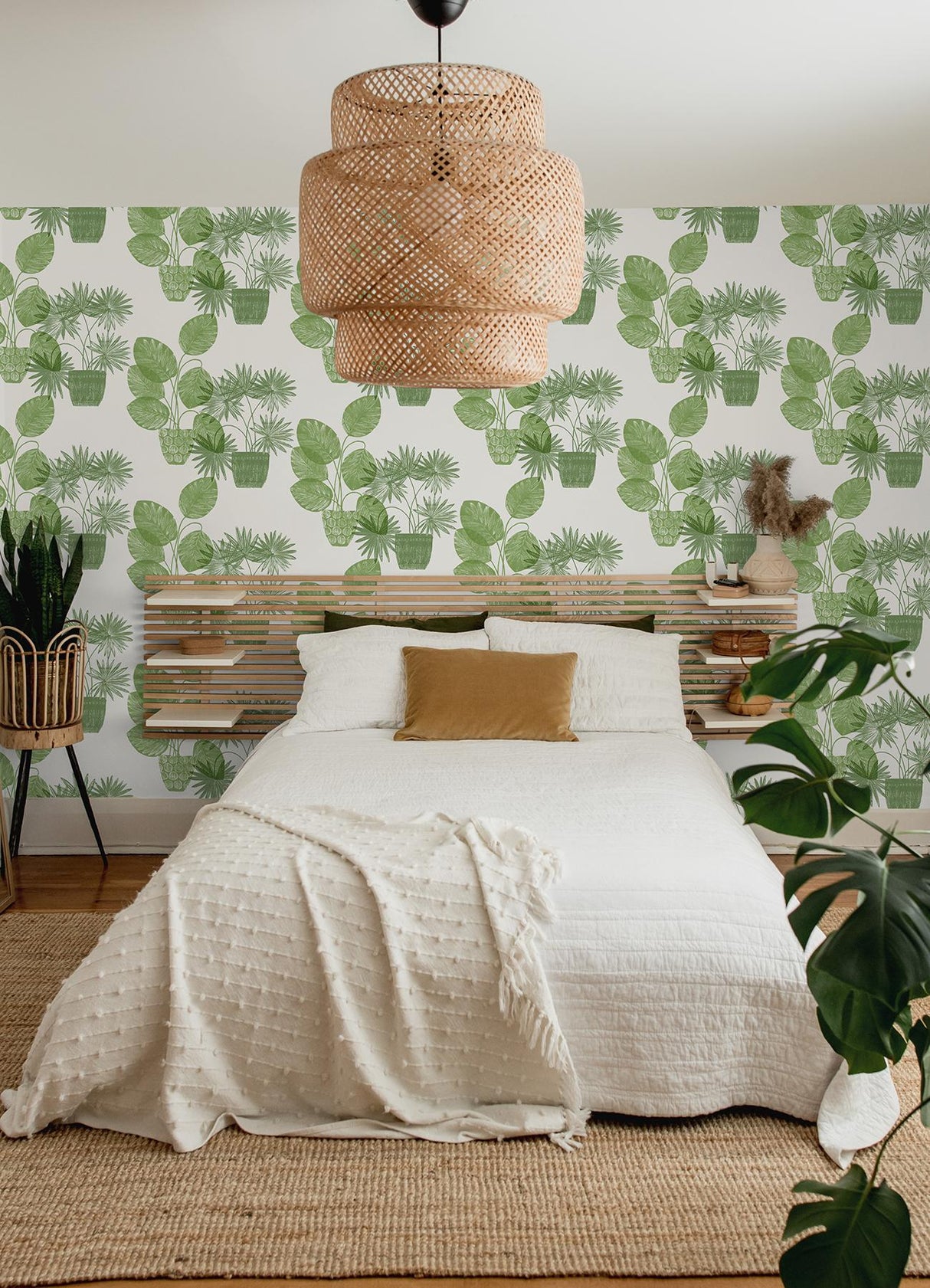 A-Street Prints Aida Green Potted Plant Wallpaper