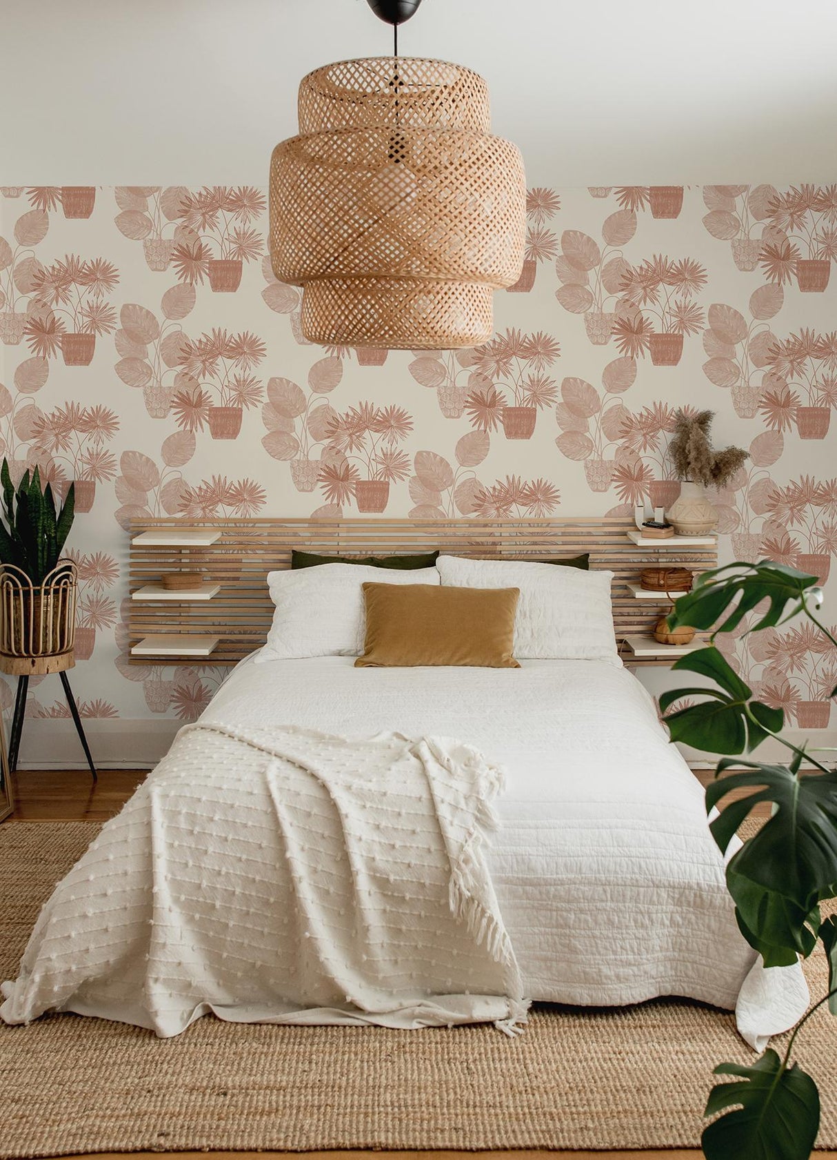 A-Street Prints Aida Pink Potted Plant Wallpaper