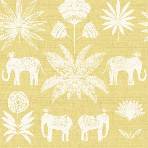 A-Street Prints Bazaar Yellow Elephant Oasis Wallpaper