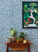 A-Street Prints Flavia Blue Animal Print Wallpaper
