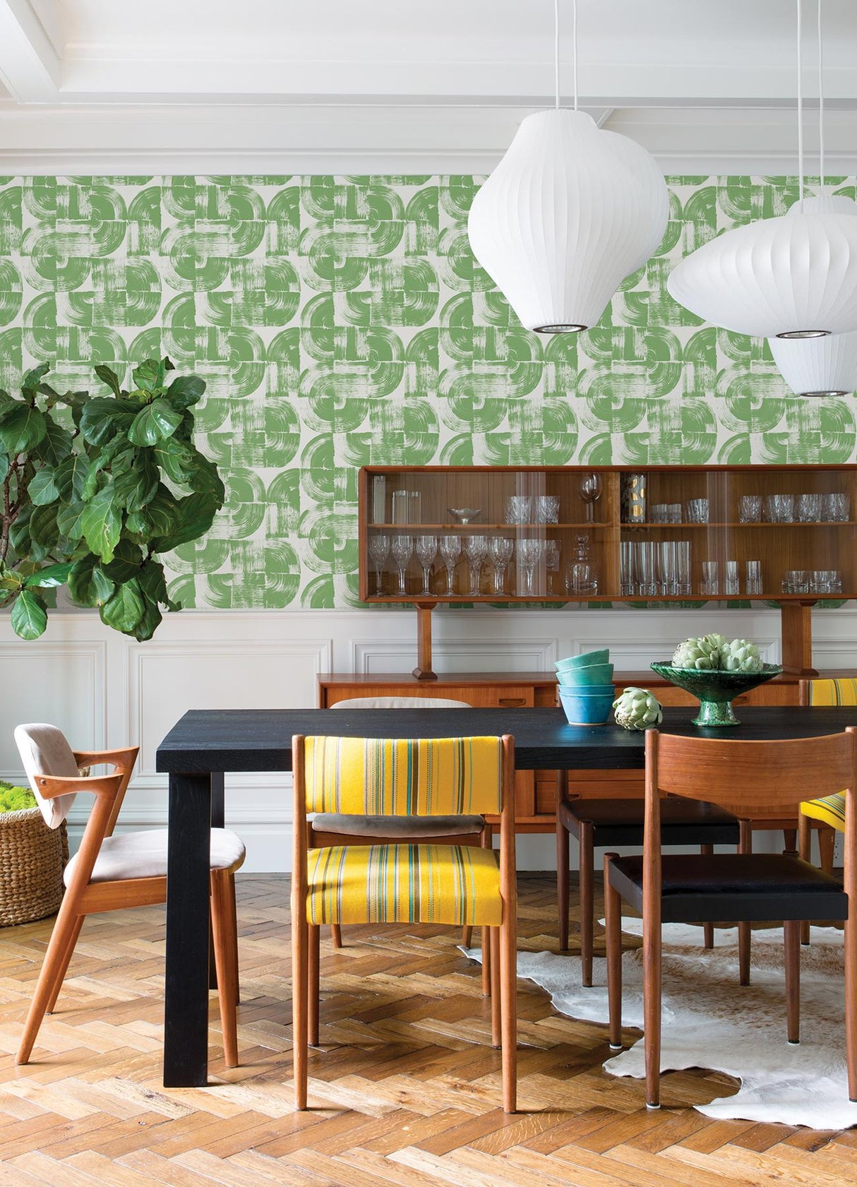 A-Street Prints Giulietta Green Painterly Geometric Wallpaper