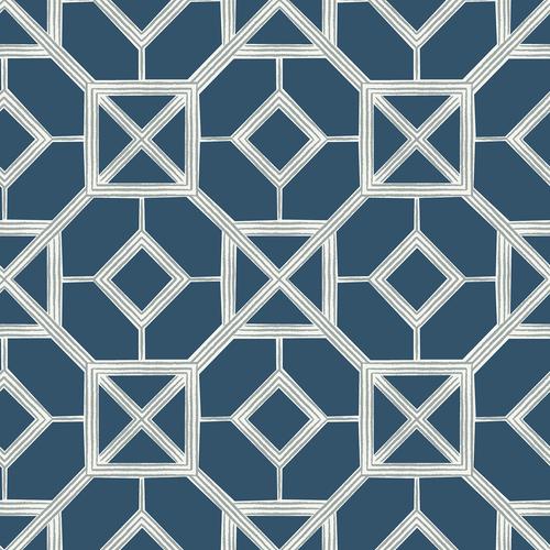 A-Street Prints Livia Dark Blue Trellis Wallpaper