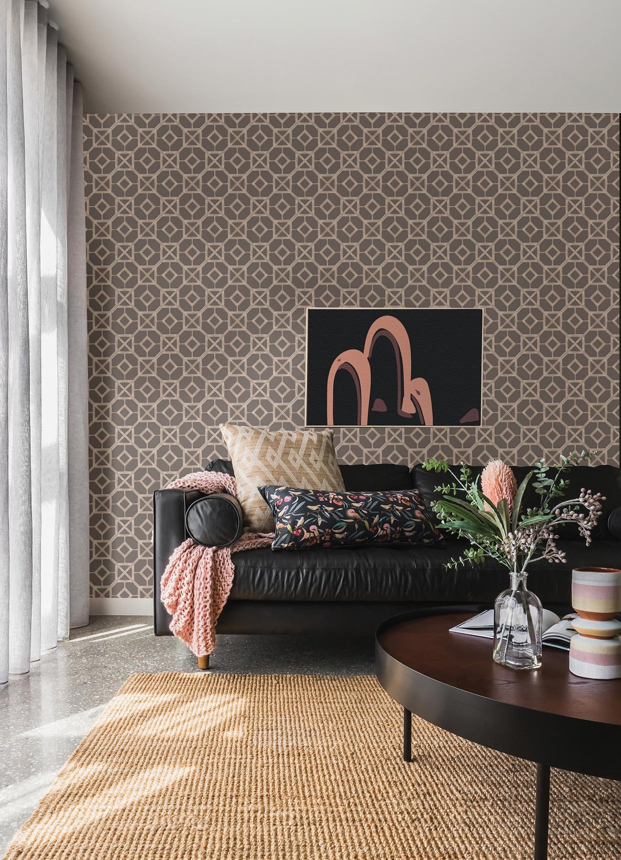 A-Street Prints Livia Mauve Trellis Wallpaper