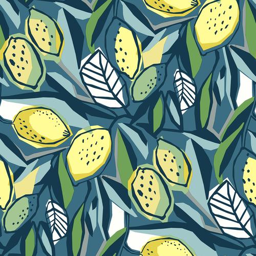 A-Street Prints Meyer Blue Citrus Wallpaper