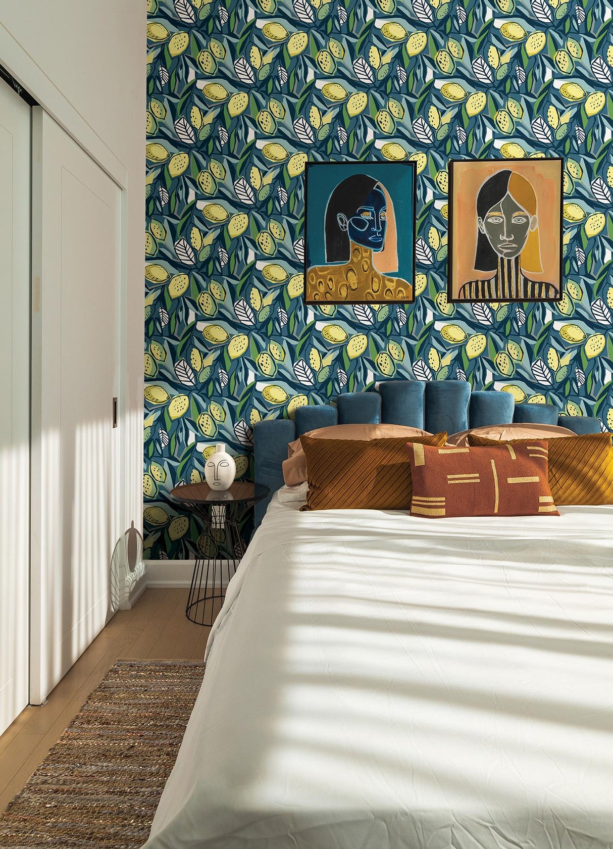 A-Street Prints Meyer Blue Citrus Wallpaper