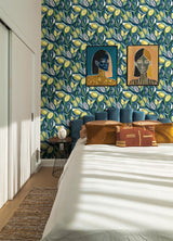 A-Street Prints Meyer Blue Citrus Wallpaper