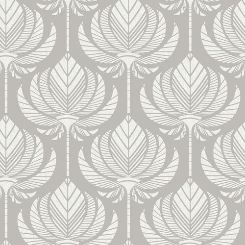 A-Street Prints Palmier Grey Lotus Fan Wallpaper