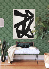 A-Street Prints Palmier Green Lotus Fan Wallpaper
