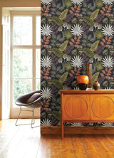 A-Street Prints Seychelles Botanical Black Wallpaper