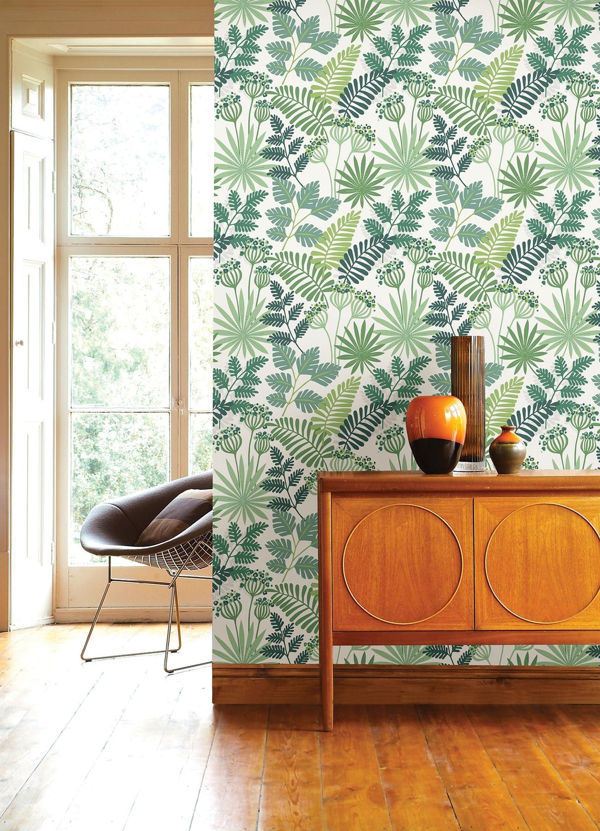 A-Street Prints Praslin Green Botanical Wallpaper
