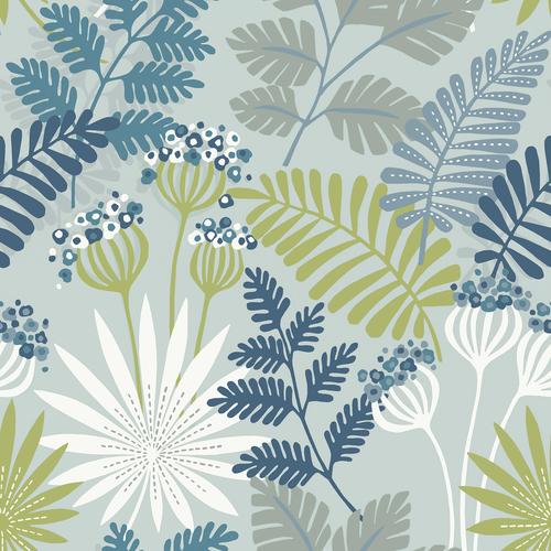 A-Street Prints Seychelles Botanical Sky Blue Wallpaper
