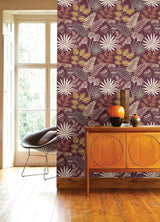 A-Street Prints Praslin Merlot Botanical Wallpaper