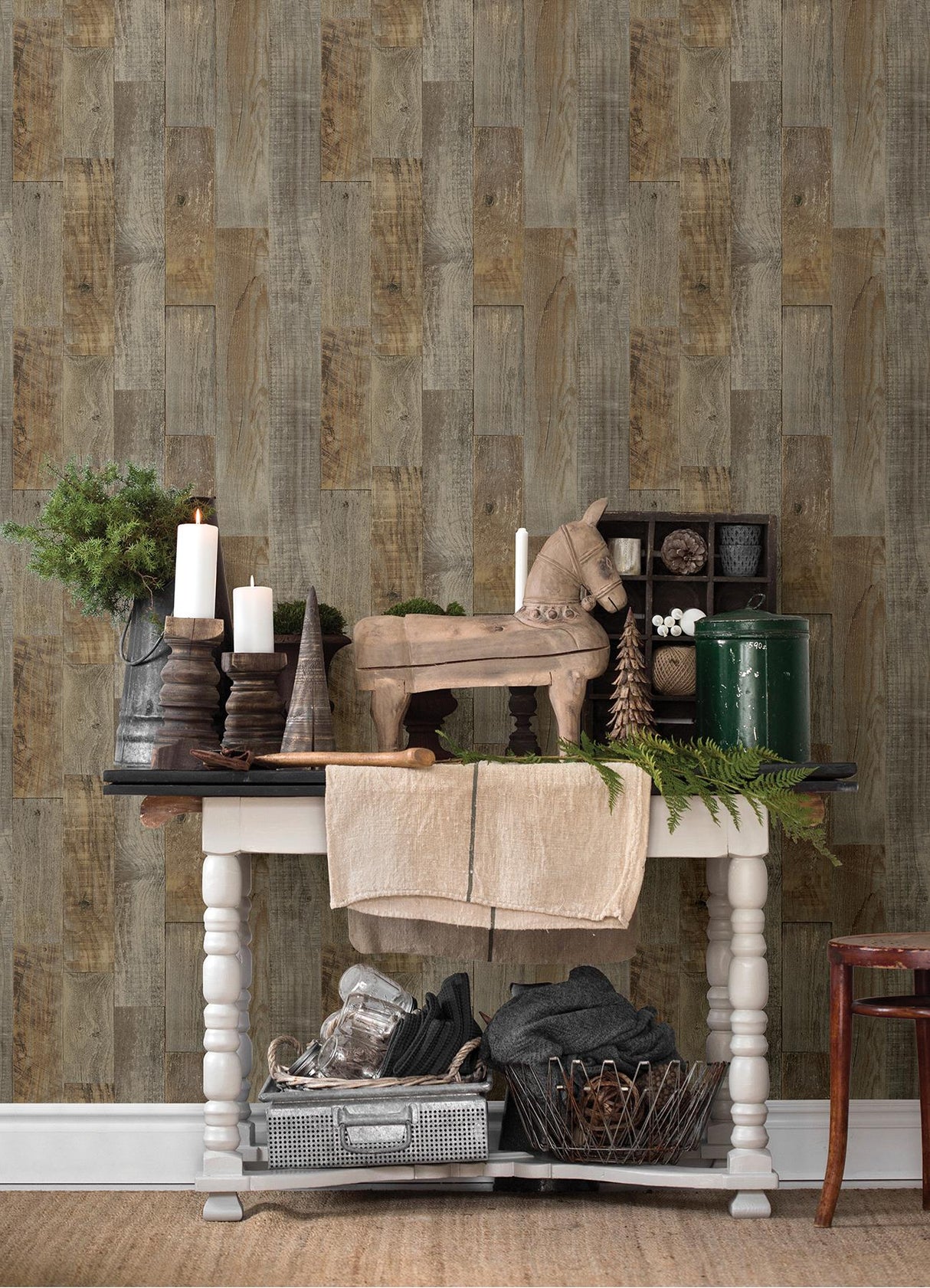 Brewster Home Fashions Chesapeake Thoreau Wood Brown Wallpaper