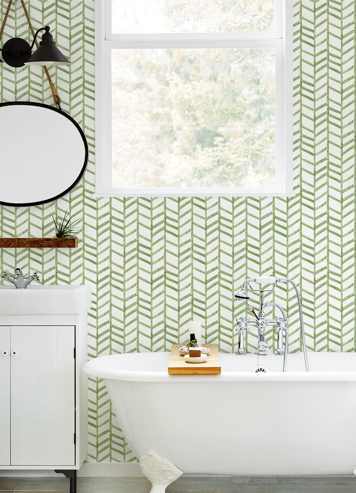 Brewster Home Fashions Chesapeake Thoreau Geometrics Green Wallpaper