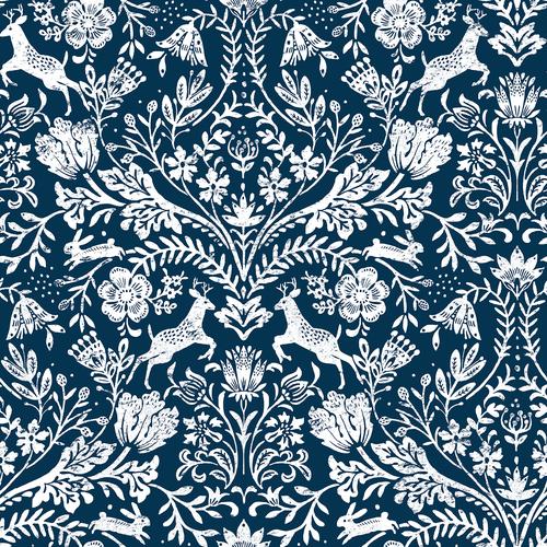 Brewster Home Fashions Chesapeake Thoreau Damask Navy Wallpaper