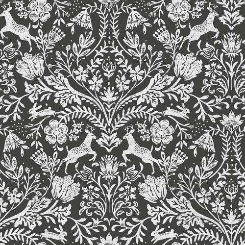 Brewster Home Fashions Chesapeake Thoreau Damask Charcoal Wallpaper