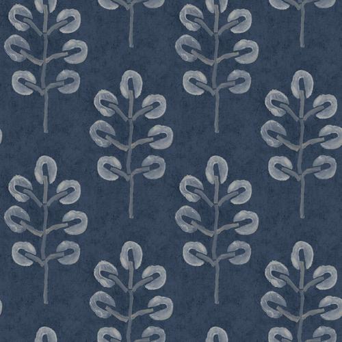 Brewster Home Fashions Chesapeake Thoreau Trees Dark Blue Wallpaper