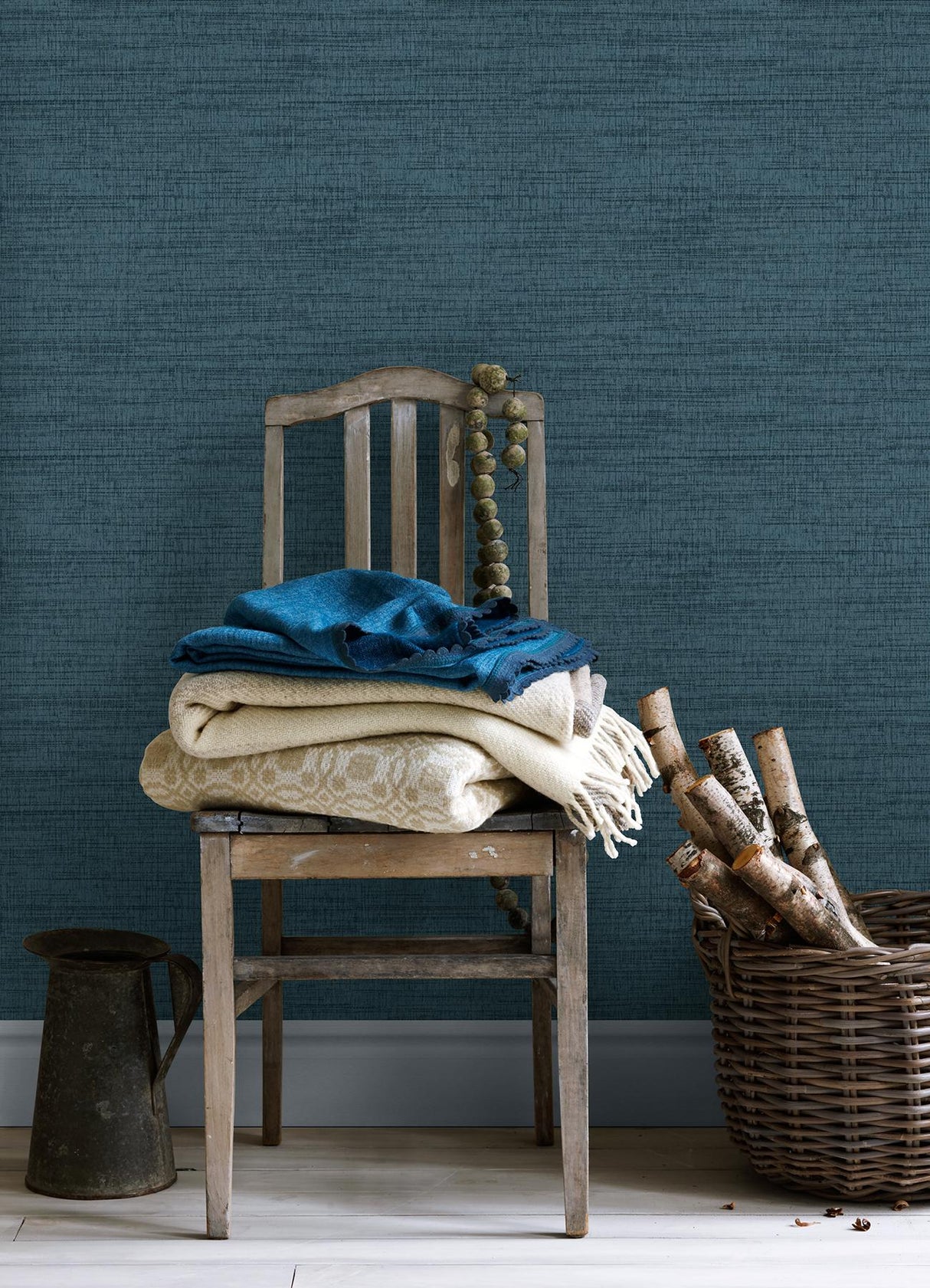 Brewster Home Fashions Chesapeake Thoreau Distressed Textures Navy Wallpaper