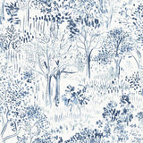 Brewster Home Fashions Chesapeake Thoreau Trees Navy Wallpaper