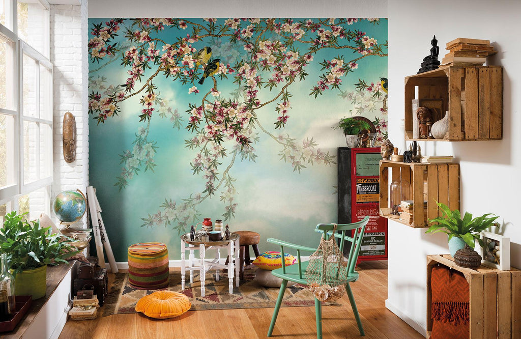 Brewster Home Fashions Sakura Wall Mural Blues Wallpaper